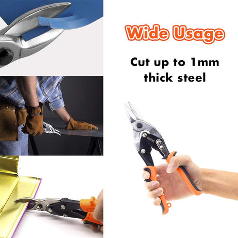Finder 12" Aviation Snips, Long Straight Cut Tin Snips with CR-V Blade & Comfortable Grip for Metal Cutting