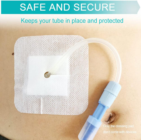 EaseCare 30 4" 4" Pcs Feeding Tube Covers G Peg Tube Holder Split Drain Adhesive Bandages for Dialysis Catheter x