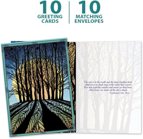 Tree-Free Greetings Solstice Cards and Envelopes, Set of 10, 5 x 7", Winter Solstice