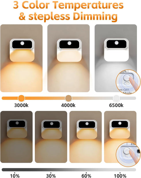 Indoor,2500mAh 3 Pack) Stair Lights Rechargeable, Wireless Motion Sensor Night Light,Adjustable
