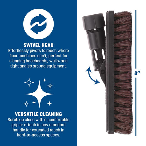 36531027 8", Carlisle FoodService Products Swivel Scrub Brush, Rust
