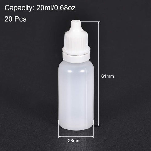 uxcell 20ml Plastic Dropper Bottles - Empty Squeezable Dropper Bottle with Cap, White, Pack of 20