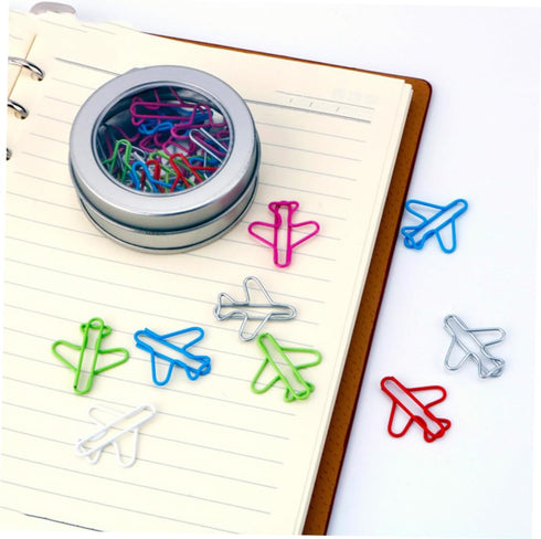 EXCEART 24pcs Plane-shaped Paper Clips, Portable File Clamp for Office Supply