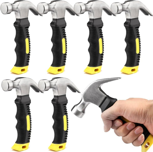 6 PCS 8 Oz Claw Hammer - Small Stubby Hammers with Anti-Slip Handle for Jewelry Making and Roofing