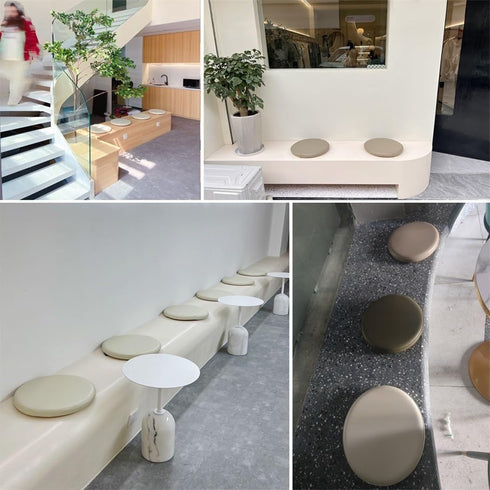 HCZKIUJ 4.5cm 35cm(13.8inch)) Leather Round Chair Cushion, Bar Stool Cushion, Card Seat/Window/Restaurant/Memory Foam