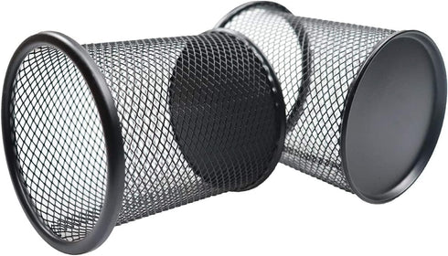 Pen Holder Mesh Pencil Holder, Metal Cup Organizer for Desk Office, Black, 4 Pack