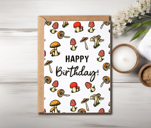 GoGiDesigns Mushroom Birthday Card - Birthday Greeting Card - Cute Mushroom Card - Anniversary Card - Gift For Friends