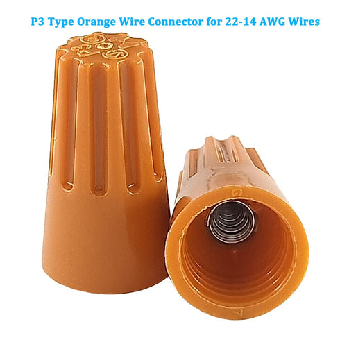 HS Orange Electrical Wire End Connectors Ribbed Caps Bulk 500 Pack Small Twist-on Wire Connectors Nuts 22-14 AWG,P3 Type Screw Terminals
