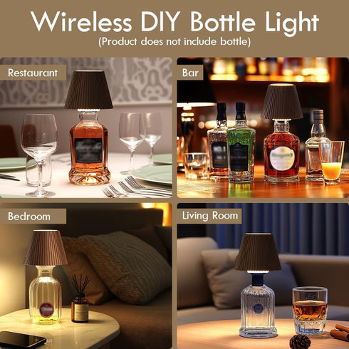 2 Pack 3-Level Counter, WILIT Wine Wirelss Bottle Lamp, Brightness Cordless Table Lamp Shades, Rechargeable Battery