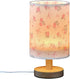 ALAZA Bedside Table Lamp for Bedroom Pink Floral Bow Nightstand LED Light Lamps with USB Port Linen Fabric Shade Table