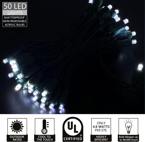 50 Count Wide Angle 5MM Mini LED Christmas Lights, White String Lights for Indoor and Outdoor Decoration