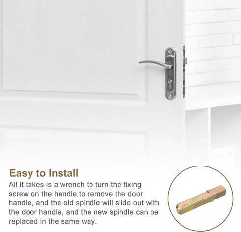 uxcell 2Pcs Door Knob Spindle, 50mm Long Spare Door Handle Spindle Bar for 14mm Thick Doors, Gold