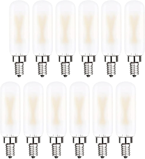 Dimmable T6 LED Bulb 25W, E12 Edison Light Bulbs, Soft White 3000K, T25 Mini Tubular Frosted Glass, 12 Pack