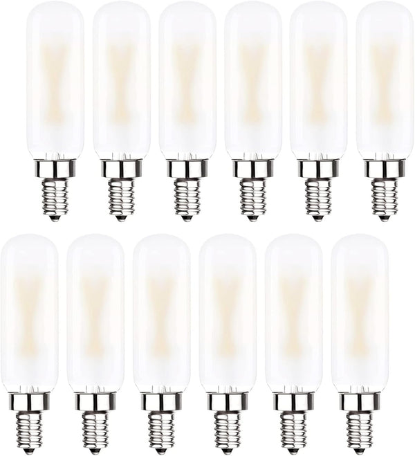 Dimmable T6 LED Bulb 25W, E12 Edison Light Bulbs, Soft White 3000K, T25 Mini Tubular Frosted Glass, 12 Pack
