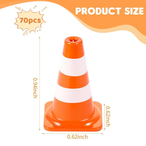 TAHULIK 70Pcs 1" Mini Traffic Cones, Orange Miniature Traffic Signs, Tiny Roadblock Construction Signs, Plastic