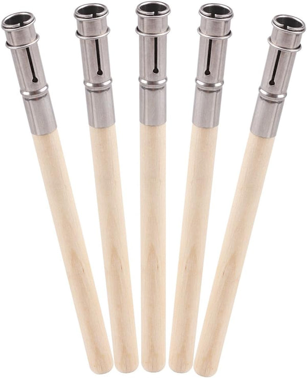 GTHER 5PCS Wooden Pencil Extender, Adjustable Lengthener Holder with Aluminum Handle for Colored Pencils & Crayons