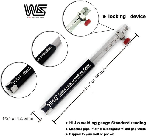 Hi Lo Gauge Hi-Lo Internal Welding Gage, Single Purpose in Inch Stainless Steel