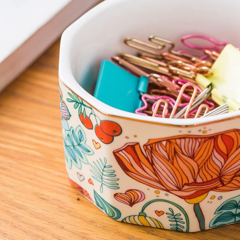 Ceramic Paper Clip Holder - Paper Clip Dispenser Organizer for Desk, Cute Office Binder Clip Holder, Bobby Pin Holder
