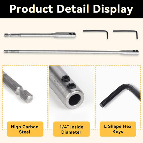 NEATABY 4 1/4 Set, 6 12 Inches 2-Piece Set Pieces Drill Bit Extension High Carbon Steel, and Spade Drill Bit Extension