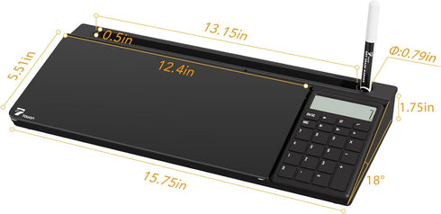 TOWON Desktop Glass Whiteboard with Basic Calculator, 12 Digit LCD Display, Desk Organizers for Office, Home, School