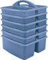 Teacher Created Resources Slate Blue Portable Plastic Storage Caddy 6-Pack, 3 Compartments for Classrooms, Kids Room,