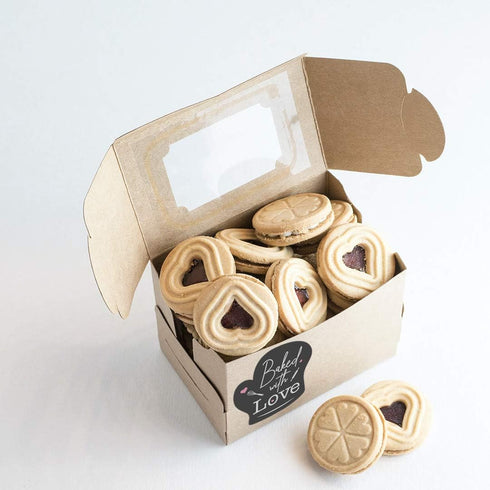 easykart 300 Baked with Love Stickers in Sheets - Dark Grey Color, 2" x 2" Die Cut Design, Recommended for Bakeries