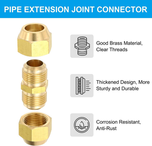 PATIKIL Pipe Extension Joint Connector Set | 2Pcs Free Welding AC Copper Pipe Coupling Adapter for Refrigeration HVAC