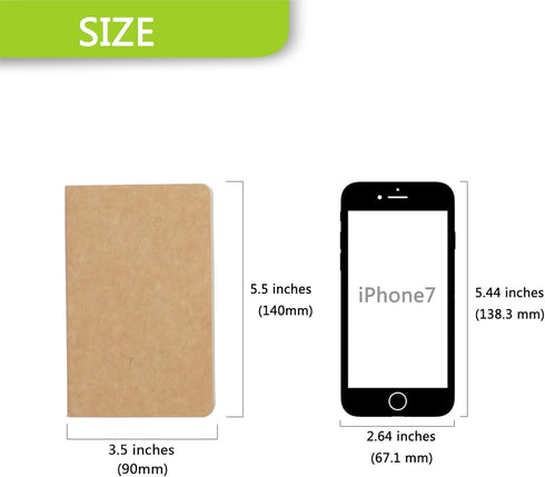 TWONE Pocket Notebook - 24 Pack, Softcover Small Notebook, 30 Sheets, 3-1/2” x 5-1/2”, Kraft Brown Cover