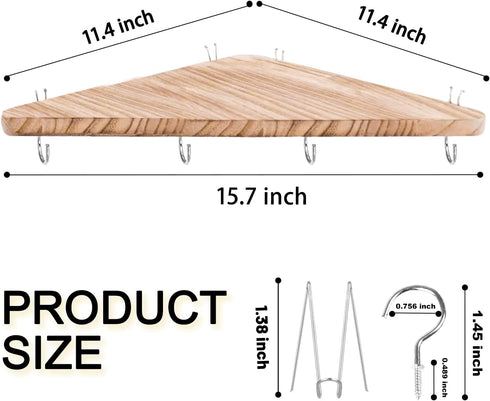 KjsEphitelian hook2pcs 16.5in Cubicle corner shelf with wood triangle cubicile hanging shelves organization accessories