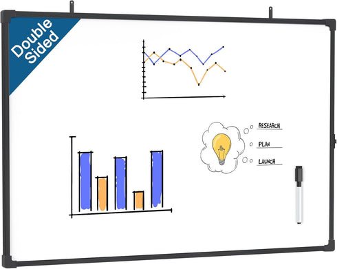 MaxGear Magnetic Dry Erase White Board - 36 X 24 Inches Double Sided Wall-Mounted for School and Office