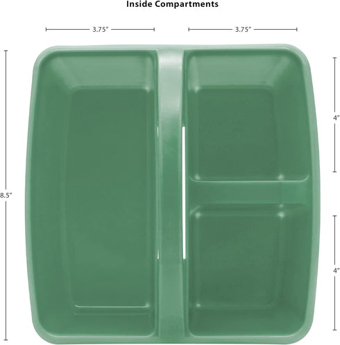 Teacher Created Resources Eucalyptus Green Portable Plastic Storage Caddy 6-Pack, 3 Compartments for Organization