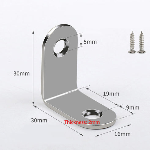 Sets, 90 (30mm*30mm*16mm) L Bracket Stainless Steel Corner Brace Degree Right Angle Bracket with Screws, L Bracket