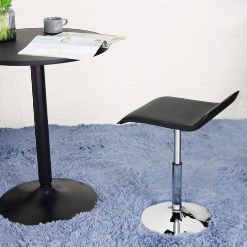 FURWOO Counter Short Square PU Leather Office Chair Height Adjustable Mini Stool for SPA Salon Stool Small Black