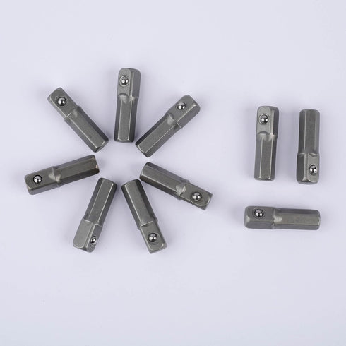 10PCS Replacement Impact Socket Extension Adapter Set, 1/4" Hex Shank to Square Drive 25mm, Chrome Vanadium