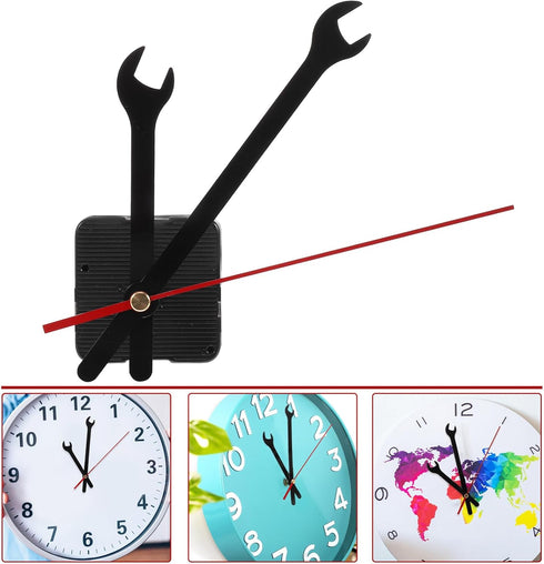 Wall Clock Mechanism Replacement Kit - Creative Wrench Shaped Clock Hands and Motor, Battery Operated DIY Clock Parts