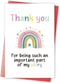 Qiavor Rainbow Thank You Card for Him Her, Appreciation Card for Teacher Best