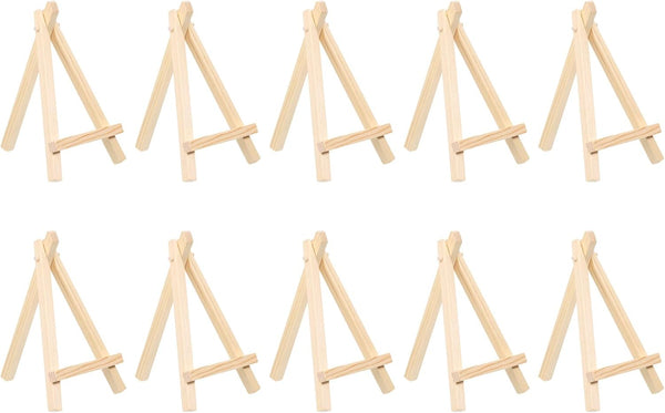 PATIKIL 5.9" Wooden Art Easel, 10 Pack Portable Tripod Holder for Canvas, Foldable Tabletop Display