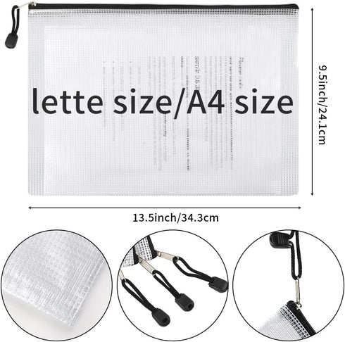 EOOUT 24pcs Mesh Zipper Pouch Bags, Plastic Zipper Bag for Organizing 13.5x9.5 Inches Letter Size, A4 Size, for Office Supplies by EOOUT