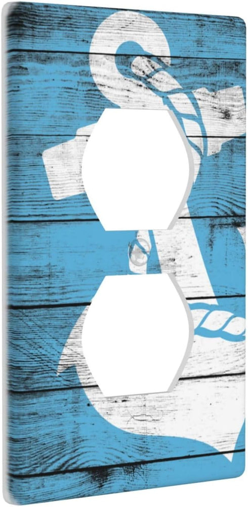 Nautical Anchor Single Duplex Outlet Light Switch Plate Cover for Home Bedroom Kitchen Decor
