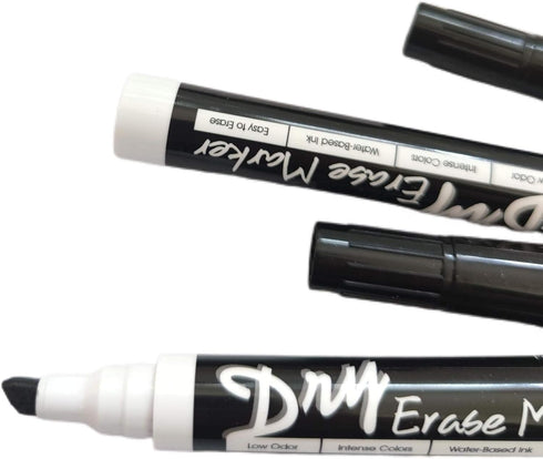 Volcanics Black Dry Erase Markers, Low Odor, Chisel Tip, Pack of 10
