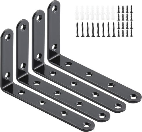 HOME MASTER HARDWARE 5" x 3" Heavy Duty Corner Brace,4 Pcs Shelf Brackets,Steel L Corner