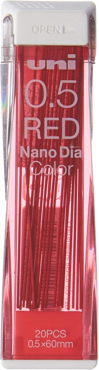 Uni Mechanical Pencil Lead NanoDia Color Red, 0.5mm, 20 Leads