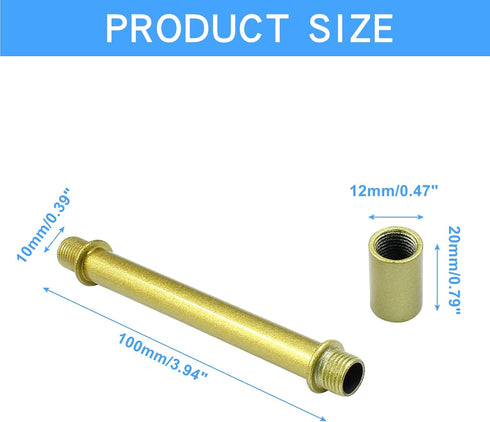 100mm(3.94"), 4 Litoexpe Double End Straight Pipe Lamp Stem Kit Lamp Extension Rod with Connector Pcs, Lamp Rod