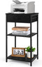 ETELI 3 Tier Printer Stand Table for Home Office, Small Multi-Functional Desk Shelf with Storage Drawer