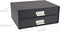 Bigso Box of Sweden Birger 2-Drawer Fiberboard Document Letter Box | Desktop Drawers with Metal Label Holder