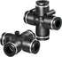 TAILONZ PNEUMATIC Pack of 5 4 Way 1/4 Inch OD Straight Push Fittings Plastic Quick Release Connectors Air Line Fittings
