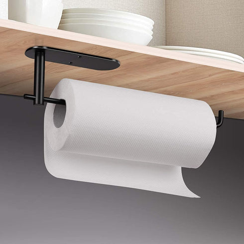 Paper Towel Holder Under Kitchen Cabinet, Self Adhesive or Drilling Paper Towel Holder Stick on Wall for Kitchen