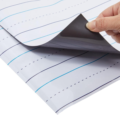 Bright Creations 2 Sheets of Magnetic Lined Handwriting Paper for Whiteboard, Dry Erase Sentence Strips for Classroom