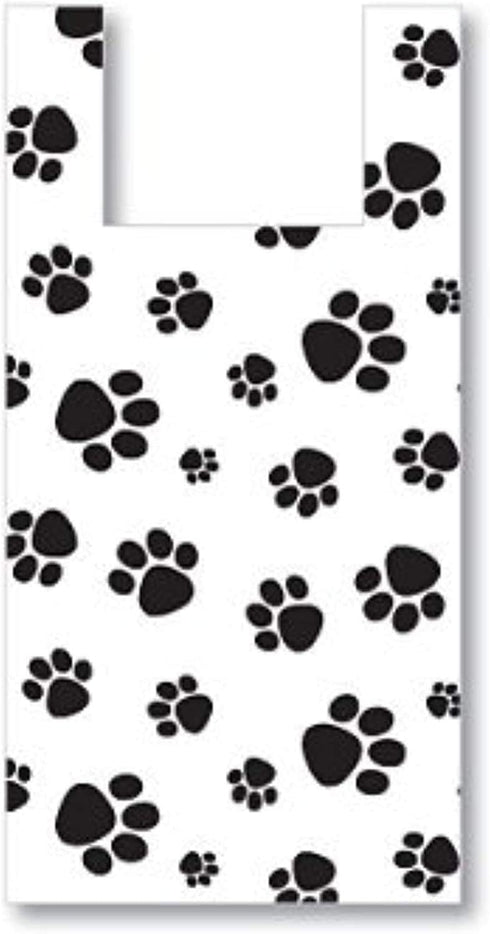Paw Print T-Shirt Bags, 12 x 7 x 22", .5 Mil Plastic - Great for Grocery & Gifts