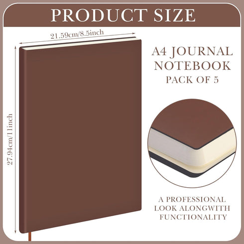 Tenceur 5 Pcs A4 College Ruled Notebook | 8.5'' x 11'' Lined Journal, 200 Pages, Multi Color